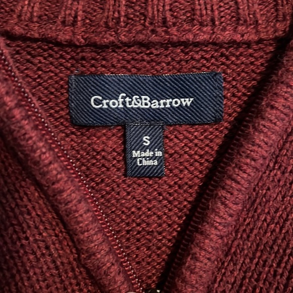 Men’s Croft & Barrow 1/4 Zip Sweater in Maroon Size Small - Picture 4 of 6